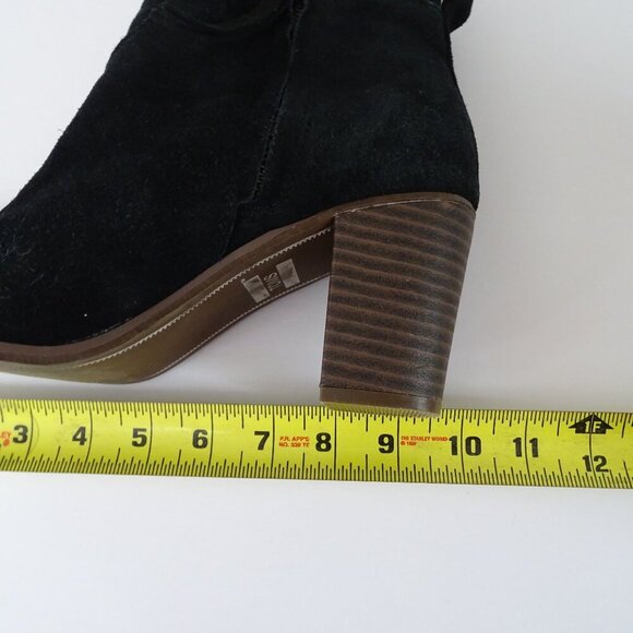 Toms Black Suede Ankle Boots Women Size 8.5 With Block Heel Zipper Closure - Picture 9 of 13